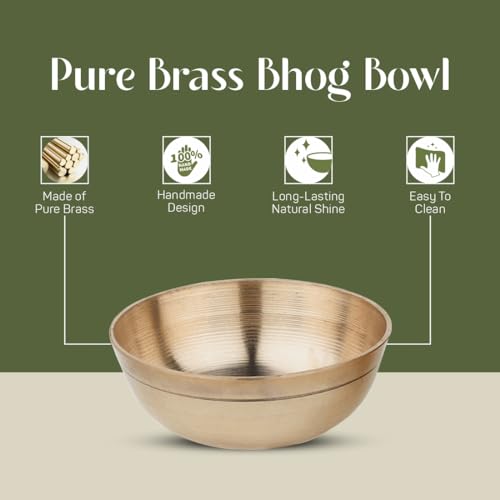 TORPPEZA Indian Pure Brass Bowl/katori for Pooja/Brass Golden katori for Store haldi, kumkum, akshat, Prashad, for puja/Bowl for Decorate puja thali aarti thali (Size - 6CM) Pack of 1 - Image 5