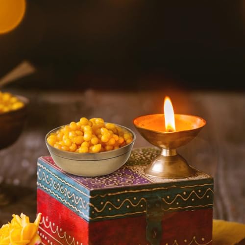 TORPPEZA Indian Pure Brass Bowl/katori for Pooja/Brass Golden katori for Store haldi, kumkum, akshat, Prashad, for puja/Bowl for Decorate puja thali aarti thali (Size - 6CM) Pack of 1 - Image 4