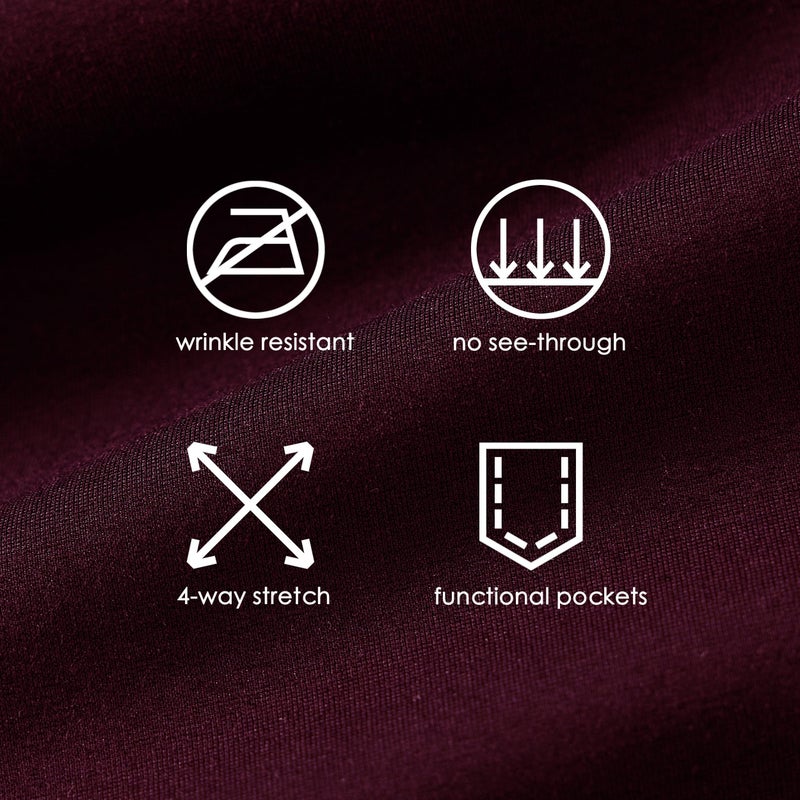 Willit 31" Women's Yoga Dress Pants Bootcut Stretch Work Slacks Office Business Casual Pants Belt Loops 4 Pockets Burgundy M - Image 5
