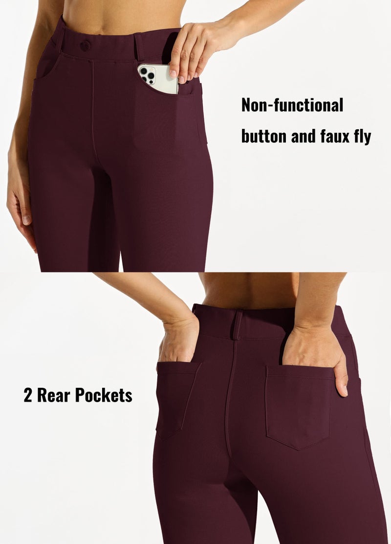 Willit 31" Women's Yoga Dress Pants Bootcut Stretch Work Slacks Office Business Casual Pants Belt Loops 4 Pockets Burgundy M - Image 4