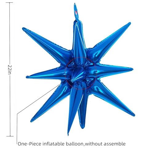 BBPOOL 6 Pcs Blue Star Balloons22 Inch Blue Starburst Balloons Star Foil Mylar Balloons for Birthday Party Wedding Christmas Anniversary Graduation Decorations - Image 5