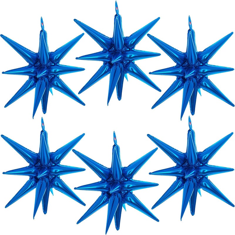 BBPOOL 6 Pcs Blue Star Balloons22 Inch Blue Starburst Balloons Star Foil Mylar Balloons for Birthday Party Wedding Christmas Anniversary Graduation Decorations - Image 3