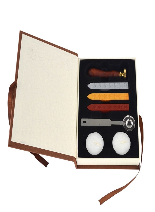 Samyo Wax Seal Stamp Kit Retro Creative Sealing Wax Stamp Maker Gift Box Set Brass Color Head with Vintage Classic Alphabet Initial Letter (R) - Image 2