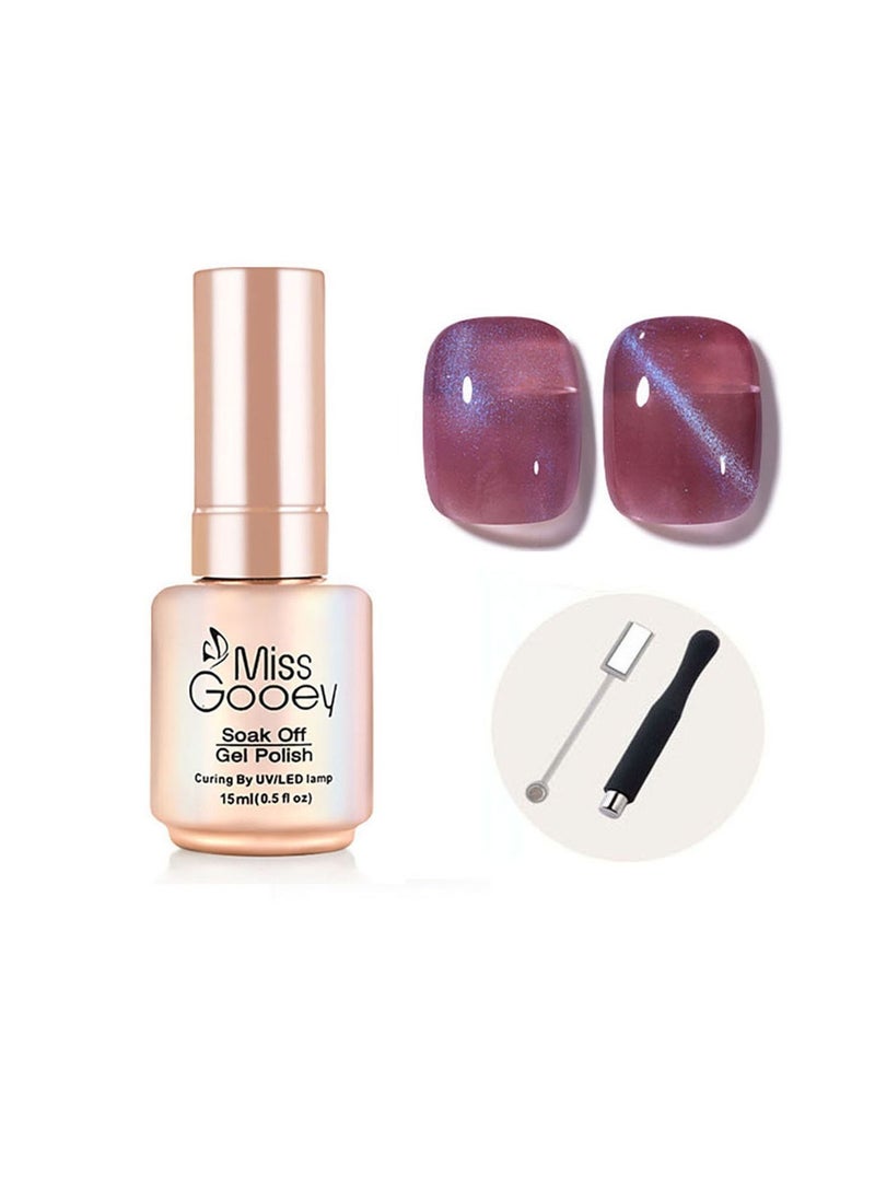 Miss Gooey Nail Polish Set Gel Nail Polish Cat Eye Color Change Glitter with Magnetic Stick Kit Super Shiny Color Long Lasting UV LED Needs Quick Drying Magnetic Art Manicure DIY At Home Soak for Women  - Image 1