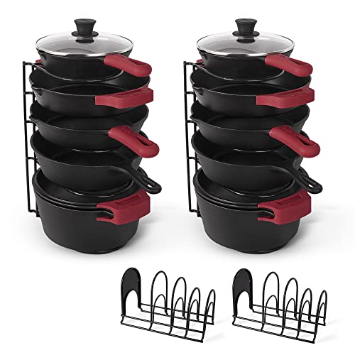 Cuisinel Pots and Pans Organizer - 15" Heavy Duty Skillet Rack - 2 Pack - Kitchen Counter/Cabinet Organization Storage - Holder for Cookie Sheet, Cutting Board, Cast Iron Cookware, Dish, Lid Stand - Image 1