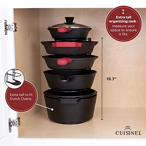 Cuisinel Pots and Pans Organizer - 15" Heavy Duty Skillet Rack - 2 Pack - Kitchen Counter/Cabinet Organization Storage - Holder for Cookie Sheet, Cutting Board, Cast Iron Cookware, Dish, Lid Stand - Image 2