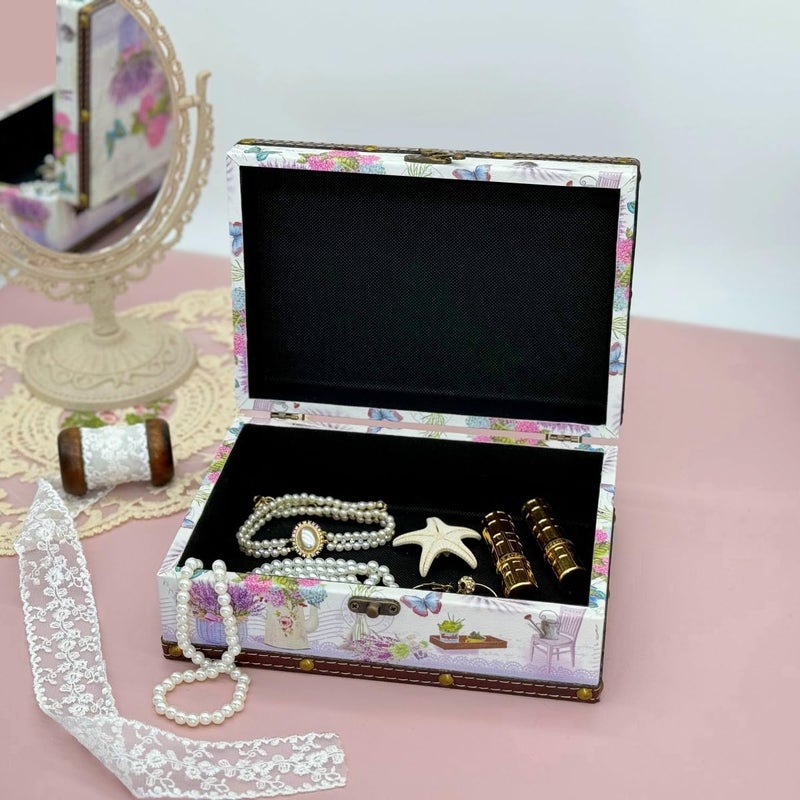 Amedoo Treasure Box Vintage Wooden + PU Leather Decorative Storage Box With Lid - Trinket, Jewelry & Memento Keepsake Box - Gifts for Kids, Girls, Women & Home Decor (Lavender, Small) - Image 3