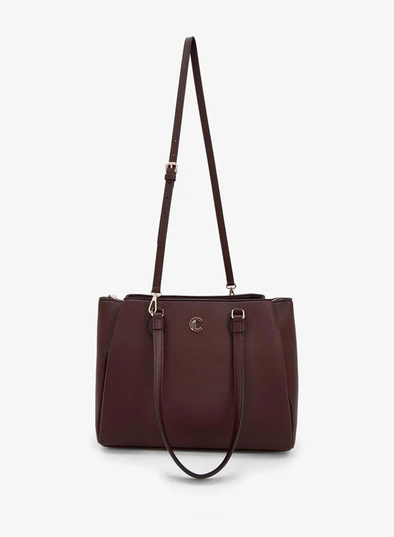 Le Confort  Solid Tote Bag With Detachable Strap And Zip Closure for Women | Best Price UAE