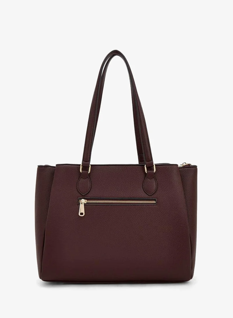 Le Confort  Solid Tote Bag With Detachable Strap And Zip Closure for Women | Best Price UAE