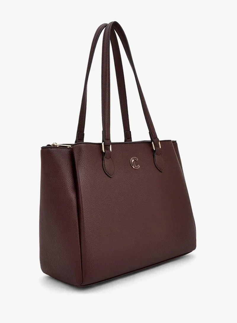 Le Confort  Solid Tote Bag With Detachable Strap And Zip Closure for Women | Best Price UAE