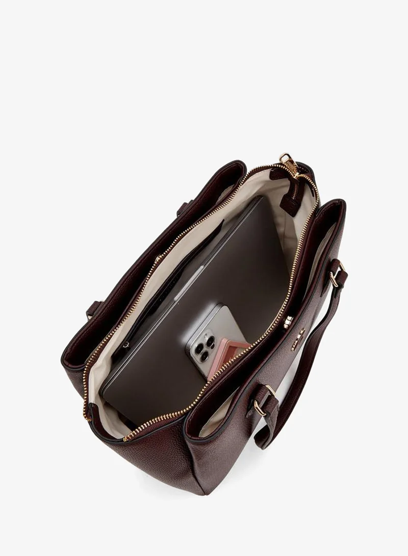 Le Confort  Solid Tote Bag With Detachable Strap And Zip Closure for Women | Best Price UAE