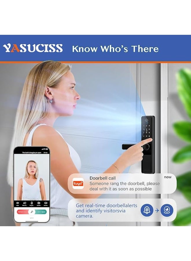 YASUCISS Smart Lock with Camera,Video Intercom,Fingerprint Smart Lock,Build in WiFi,Tuya APP Control for Home, Hotel, Office (B5 PRO) - Image 5