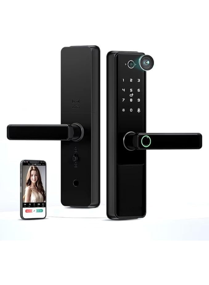 YASUCISS Smart Lock with Camera,Video Intercom,Fingerprint Smart Lock,Build in WiFi,Tuya APP Control for Home, Hotel, Office (B5 PRO) - Image 1