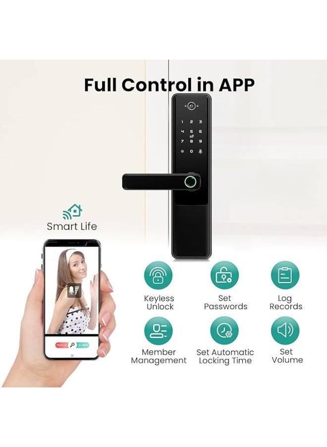 YASUCISS Smart Lock with Camera,Video Intercom,Fingerprint Smart Lock,Build in WiFi,Tuya APP Control for Home, Hotel, Office (B5 PRO) - Image 4