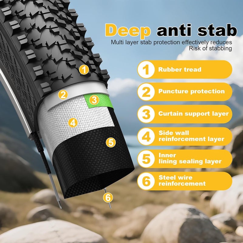 Pagpl 26 Inch Mountain Bike Tires Replacement 2-Pack with Anti-Stab Weave - Image 2