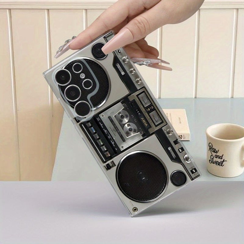 Transparent Vintage Record Player Print Protective Phone Case For Samsung Galaxy A32 5G Stylish Elegant Cover Gift For Women Girls Men Boys - Image 1