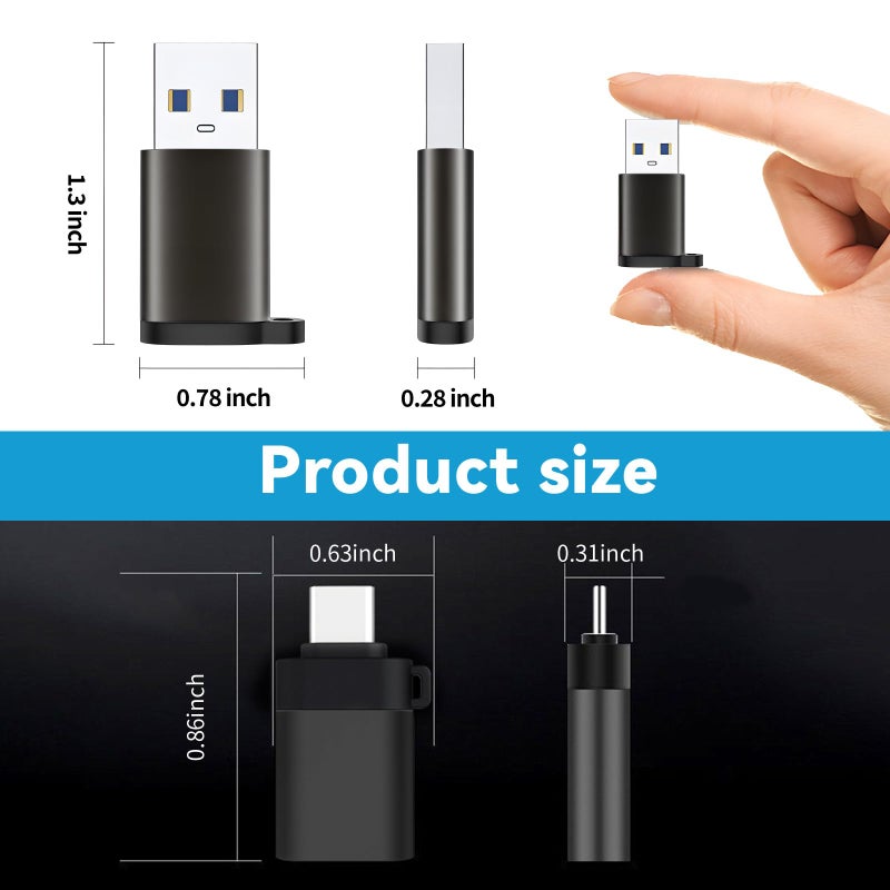 OITYEUF 4 Pack USB to USB C Adapter, 2Pack Type C Female to A Male Converterï¼Œ2Pack USB C Male to USB 3.0 Female OTG Converter for Apple Watch Ultra 8 9,iPhone 16 15 Pro Max 14 13,AirPods, Samsung S24S Black - Image 3
