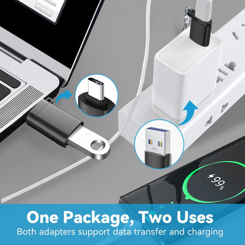 OITYEUF 4 Pack USB to USB C Adapter, 2Pack Type C Female to A Male Converterï¼Œ2Pack USB C Male to USB 3.0 Female OTG Converter for Apple Watch Ultra 8 9,iPhone 16 15 Pro Max 14 13,AirPods, Samsung S24S Black - Image 2