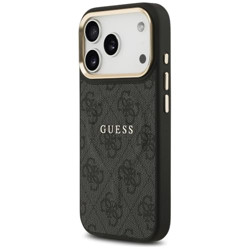 CG MOBILE CG موبايل جيس [مرخص رسميًا] جراب حماية مصمم لهاتف iPhone 17 Pro |متوافق مع Mag-Safe|جراب جلد PU 4G مع شعار كلاسيكي وإطار كاميرا معدني ذهبي - أسود - Image 3