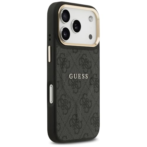 CG MOBILE CG موبايل جيس [مرخص رسميًا] جراب حماية مصمم لهاتف iPhone 17 Pro |متوافق مع Mag-Safe|جراب جلد PU 4G مع شعار كلاسيكي وإطار كاميرا معدني ذهبي - أسود - Image 5