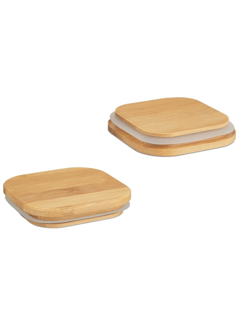 SKY-TOUCH 3pack 1500ml Glass Food Storage Containers with Bamboo Lid,  Clear Square Kitchen Container, Stackable Glass Pantry Food Canisters for kitchen Counter, Candy, Cookie, Rice, Cereal,50oz - Image 4