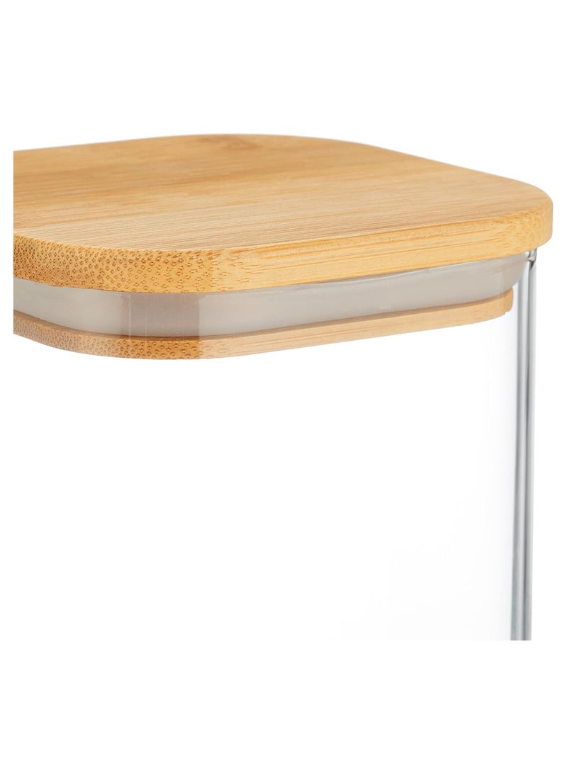 SKY-TOUCH 3pack 1500ml Glass Food Storage Containers with Bamboo Lid,  Clear Square Kitchen Container, Stackable Glass Pantry Food Canisters for kitchen Counter, Candy, Cookie, Rice, Cereal,50oz - Image 2