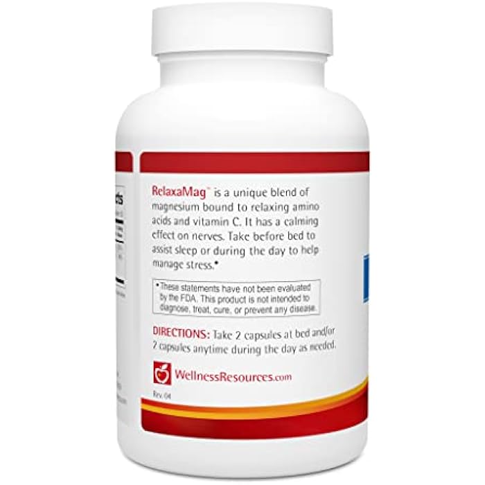 Wellness Resources RelaxaMag - with Magnesium Glycinate for Sleep, Stress, and Relaxation - High Potency 100mg Elemental Magnesium Per Capsule (100 Capsules) - Image 3