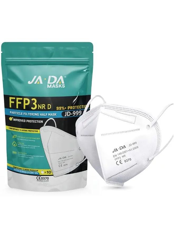 10pcs FFP3 Face Masks Model 999 N95 Equivalent Respirator with Elastic Ear Loops - Image 2