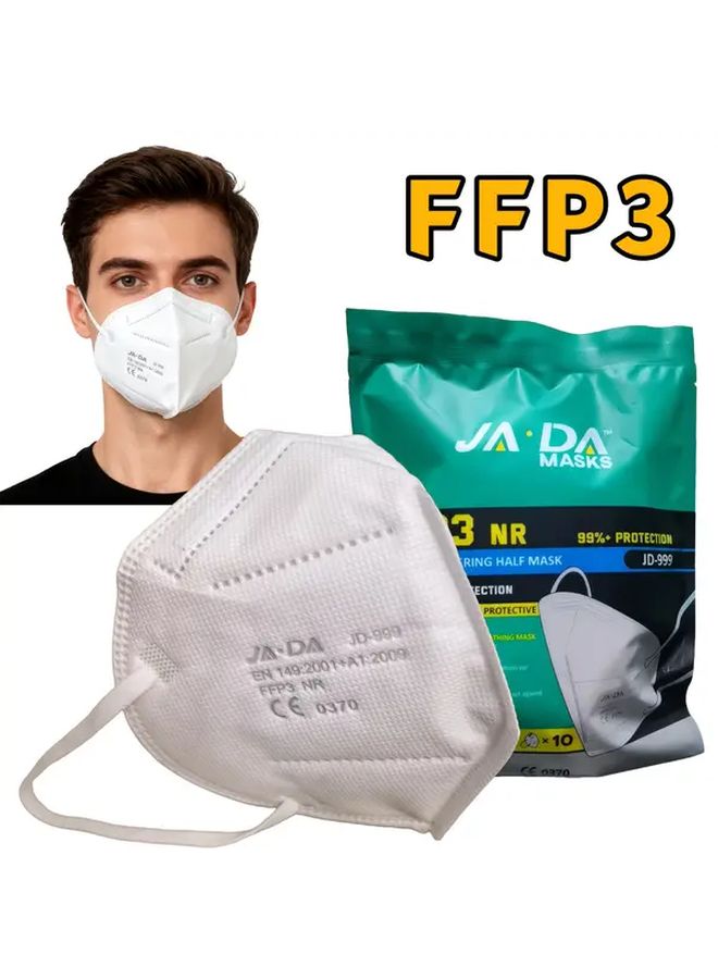 10pcs FFP3 Face Masks Model 999 N95 Equivalent Respirator with Elastic Ear Loops - Image 3