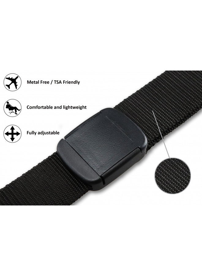 Thomas Bates Hiker Belt Nylon Blend Outdoor Web Adjustable Buckle (Black) - Image 1