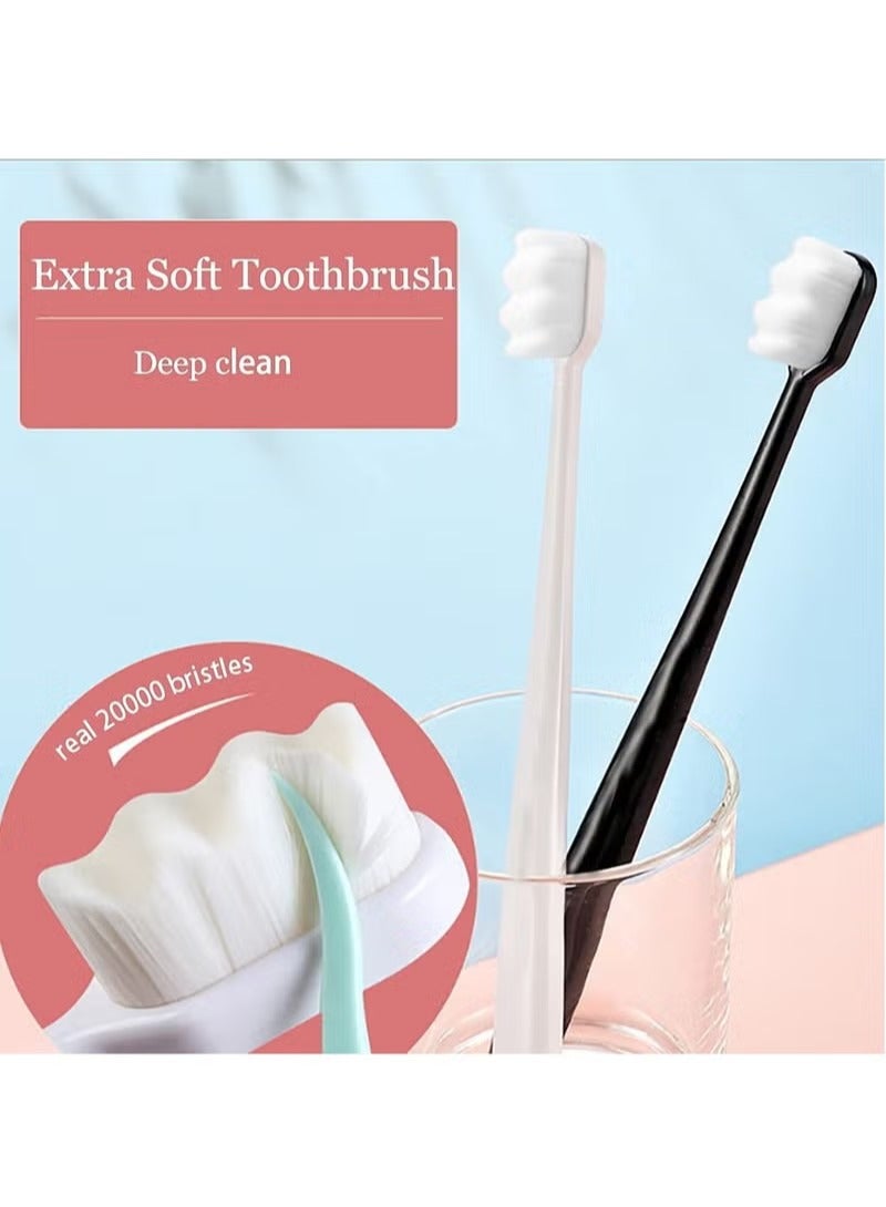 Extra Soft Toothbrush for Sensitive Gums, Micro Nano Manual Toothbrushes with 20000 Soft Floss Bristle for Pregnant Women, Elderly, Adult, Kid, Braces and Gum Recessions (Black, White, Green, Pink) - Image 5