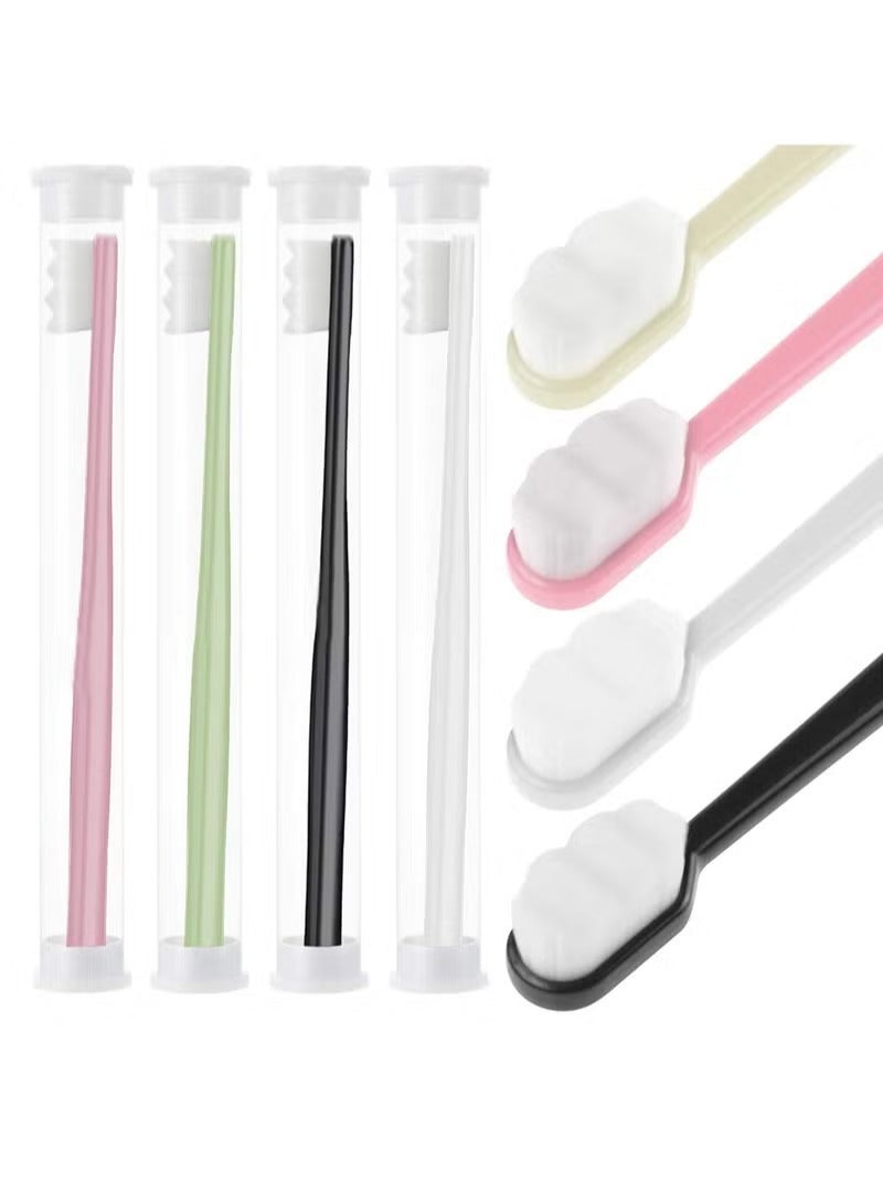 Extra Soft Toothbrush for Sensitive Gums, Micro Nano Manual Toothbrushes with 20000 Soft Floss Bristle for Pregnant Women, Elderly, Adult, Kid, Braces and Gum Recessions (Black, White, Green, Pink) - Image 1