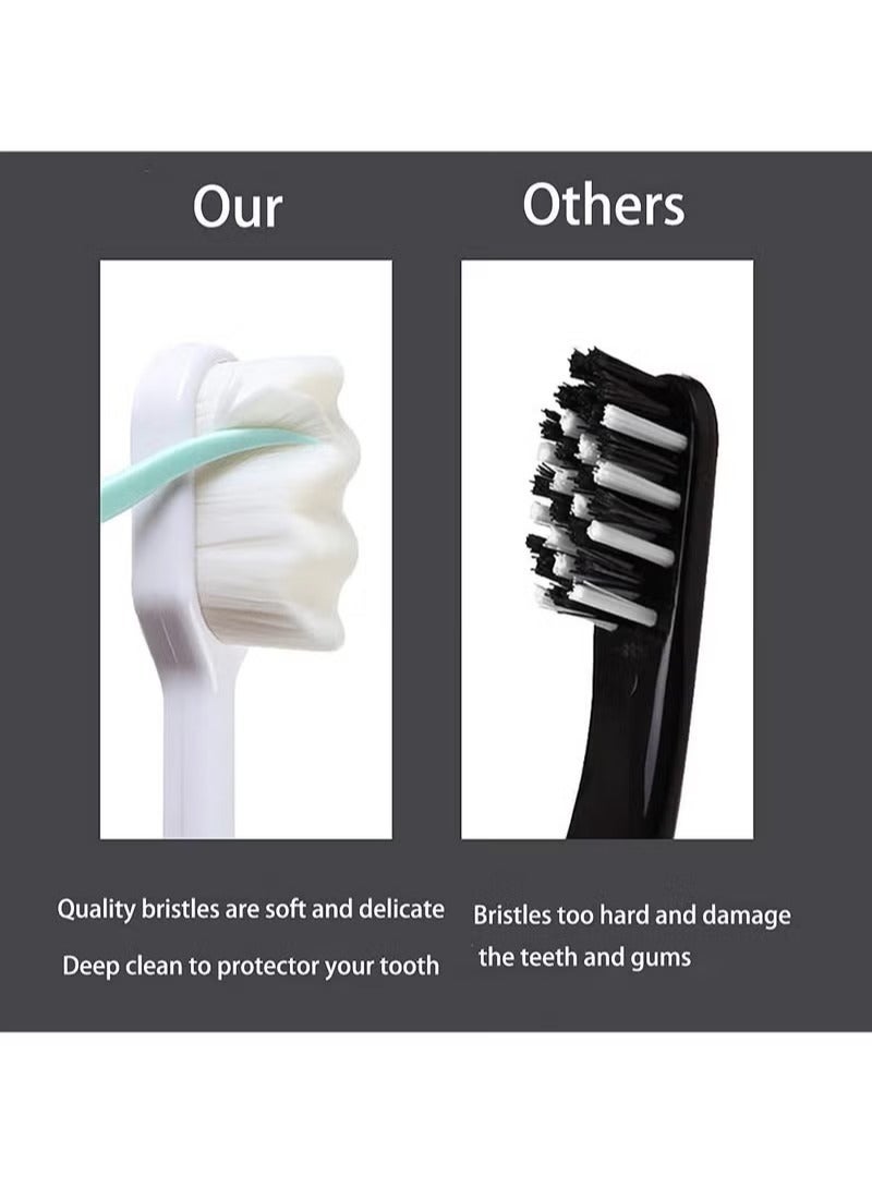 Extra Soft Toothbrush for Sensitive Gums, Micro Nano Manual Toothbrushes with 20000 Soft Floss Bristle for Pregnant Women, Elderly, Adult, Kid, Braces and Gum Recessions (Black, White, Green, Pink) - Image 3