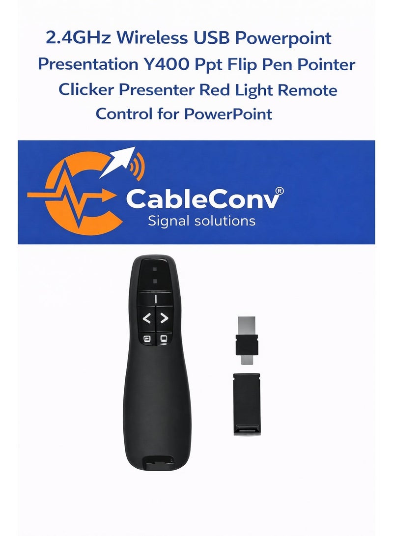​كابل كونف جهاز تحكم لاسلكي للعروض التقديمية مع مستقبل USB - مؤشر ليزر ذكي لبرامج PowerPoint وKeynote وGoogle Slides، متوافق مع الهواتف - Image 1