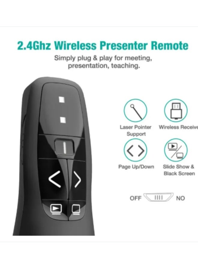 ​كابل كونف جهاز تحكم لاسلكي للعروض التقديمية مع مستقبل USB - مؤشر ليزر ذكي لبرامج PowerPoint وKeynote وGoogle Slides، متوافق مع الهواتف - Image 3
