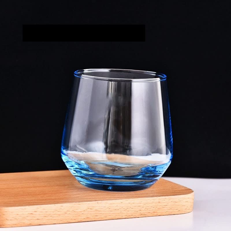 BINZO Glass Blue Base Water Juice Glasses 370 ml Set of 6 Color Tumbler for Drinks Mojito Cold Drinks Blue Base Small 370 ml - Image 5