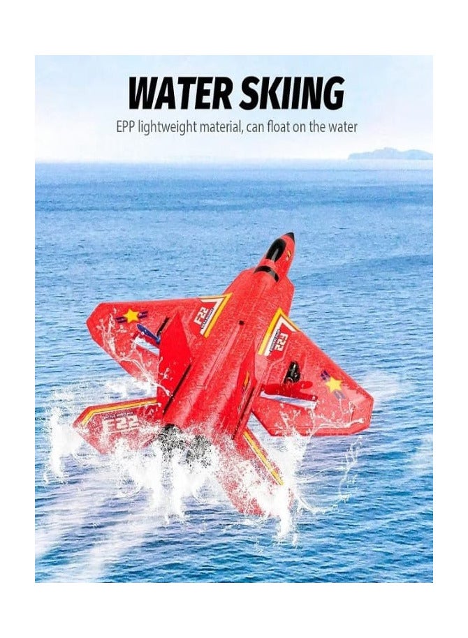 Remote Control Plane F-22 Raptor, 2.4Ghz 6-axis Gyro RC Airplane with Light Strip, Fighter Aeroplane Toy Gift for Kids (Red) - Image 4