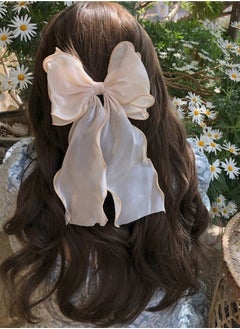 BTFMEI 4PCS Big Bow Hair Clips, Gauze Ilky Satin Large Headband, Oversized Long Tail Bow Hair Clip Hair Accessory for Party/Show/Wedding (Apricot+pink+blue+purple)  - Image 3