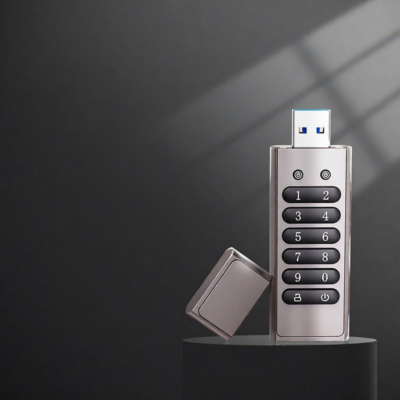 محرك أقراص USB مشفر بسعة 128 جيجابايت و256 بت، محرك فلاش آمن بكلمة مرور، قرص USB3.0 يدعم وظائف إعادة التعيين/المسح/القفل التلقائي، لون رمادي - Image 5