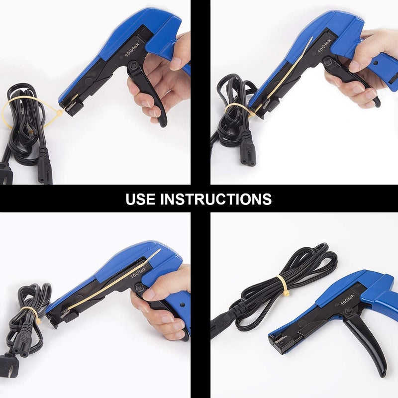 10Gtek Cable Tie Gun - Fastening And Cutting Tool With Handle Special For Nylon Cable Tie Fasten And Cut Cables In Blue - Image 5