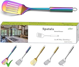 Berglander Spatula, Stainless Steel Rainbow Slotted Turner, Colorful Spatulas With Titanium Plating, Spatula For - Image 1