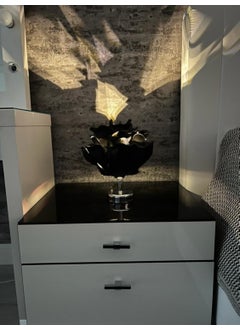 Maison Avf Dekor Artificial Eva Flower Wireless Table Lamp Top Black-Bottom Shiny Silver (9V Battery 75-90 Hours)  - Image 5