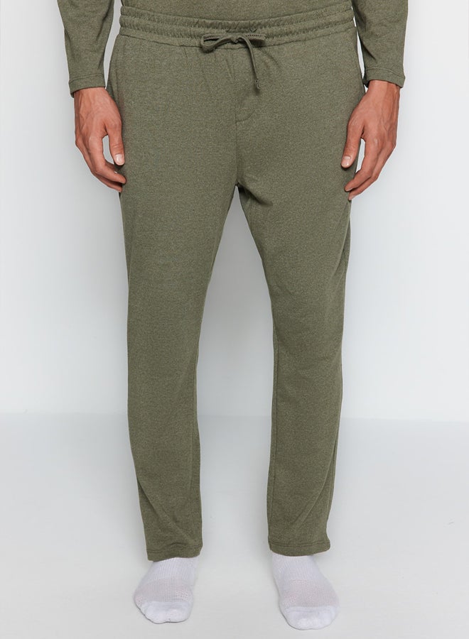 trendyol Khaki Printed Knitted Pajama Set - Image 4