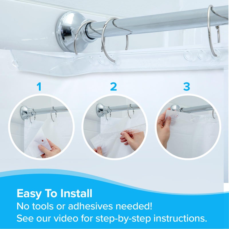 SlipX Solutions SlipX Solutions No Mess Splash Guard for Shower & Bathtub Curtain Liners | Bath Accessories to Keep Water Where It Belongs for A Non-Slip Bathroom Floor | Adhesive Free, Easy to Attach | 2 Per Pack  - Image 5