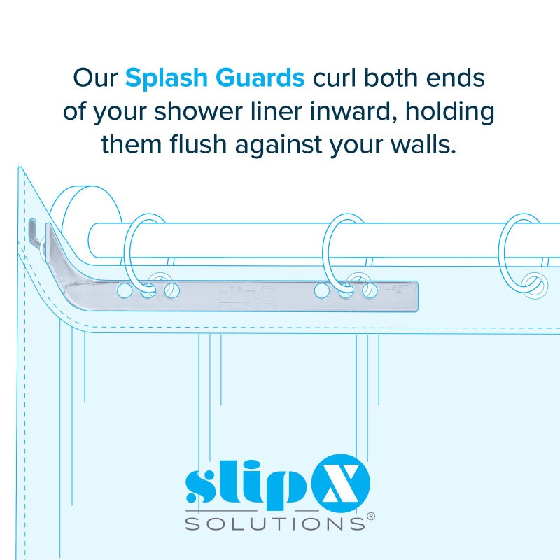 SlipX Solutions SlipX Solutions No Mess Splash Guard for Shower & Bathtub Curtain Liners | Bath Accessories to Keep Water Where It Belongs for A Non-Slip Bathroom Floor | Adhesive Free, Easy to Attach | 2 Per Pack  - Image 2