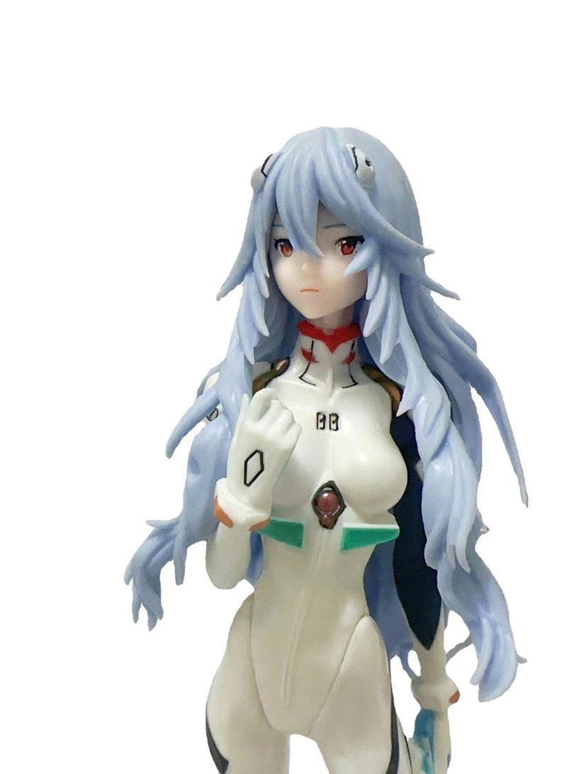 عام تمثال زخرفي لشخصية الأنمي إيفا ايفانجيل ايه وحدة ري أيانامي، نموذج من البولي فينيل كلورايد (PVC) لشخصية طبعة شعر طويلة، هدية جمعية مجسمة بحجم 22 سم. - Image 4