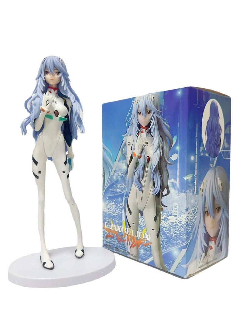 عام تمثال زخرفي لشخصية الأنمي إيفا ايفانجيل ايه وحدة ري أيانامي، نموذج من البولي فينيل كلورايد (PVC) لشخصية طبعة شعر طويلة، هدية جمعية مجسمة بحجم 22 سم. - Image 5