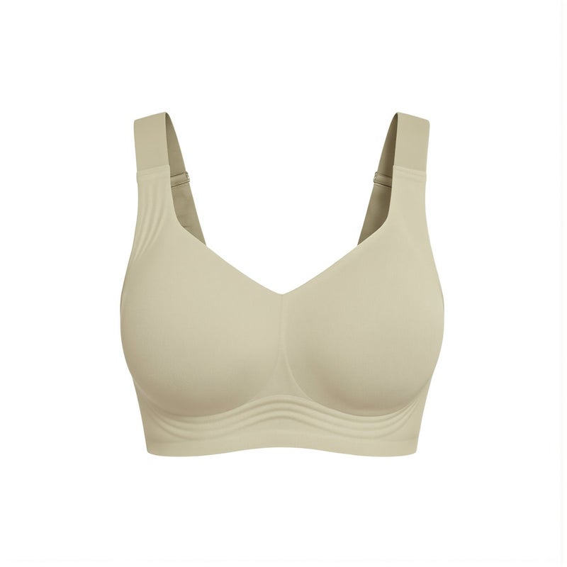 Wireless Sports Bra for Women 3XL Yoga Sleep Daily Wear Beige Breathable Support - Image 1