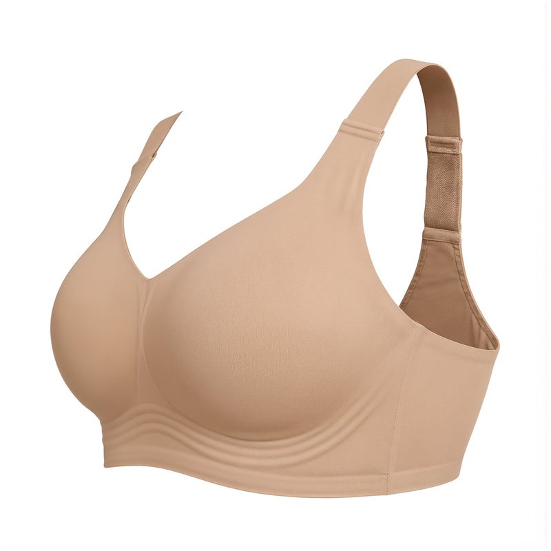 Wireless Sports Bra for Women 3XL Yoga Sleep Daily Wear Beige Breathable Support - Image 5