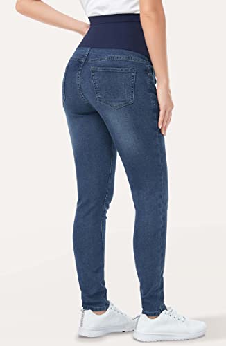 PACBREEZE Women's Maternity Jeans Over Belly Skinny Stretchy Denim Pants Comfy Slim Pregnancy Pants (Dark Blue, Large) - Image 5